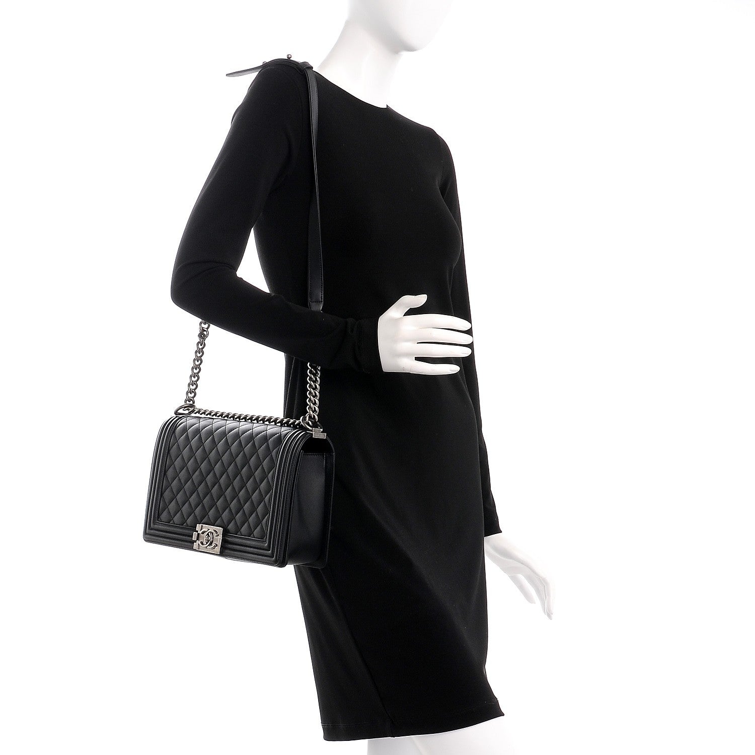 Chanel Calfskin Quilted New Medium Boy Flap Black 2 of 8