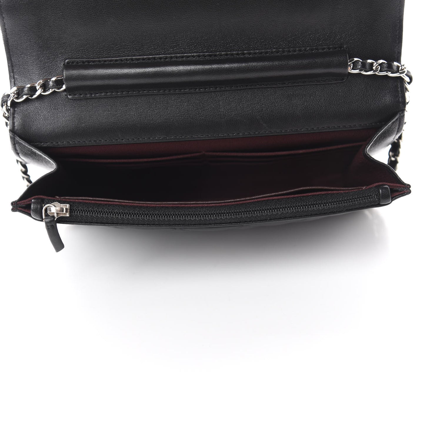 Lambskin Quilted Wallet On Chain WOC Black