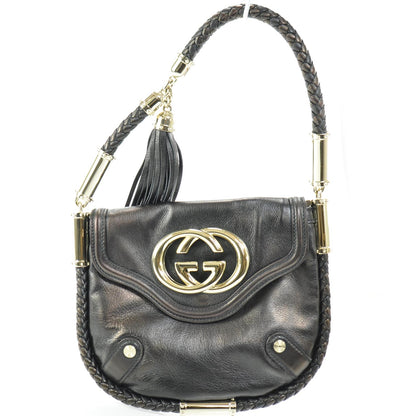 Gucci Leather Britt Tassel Shoulder Bag Black 1 of 8