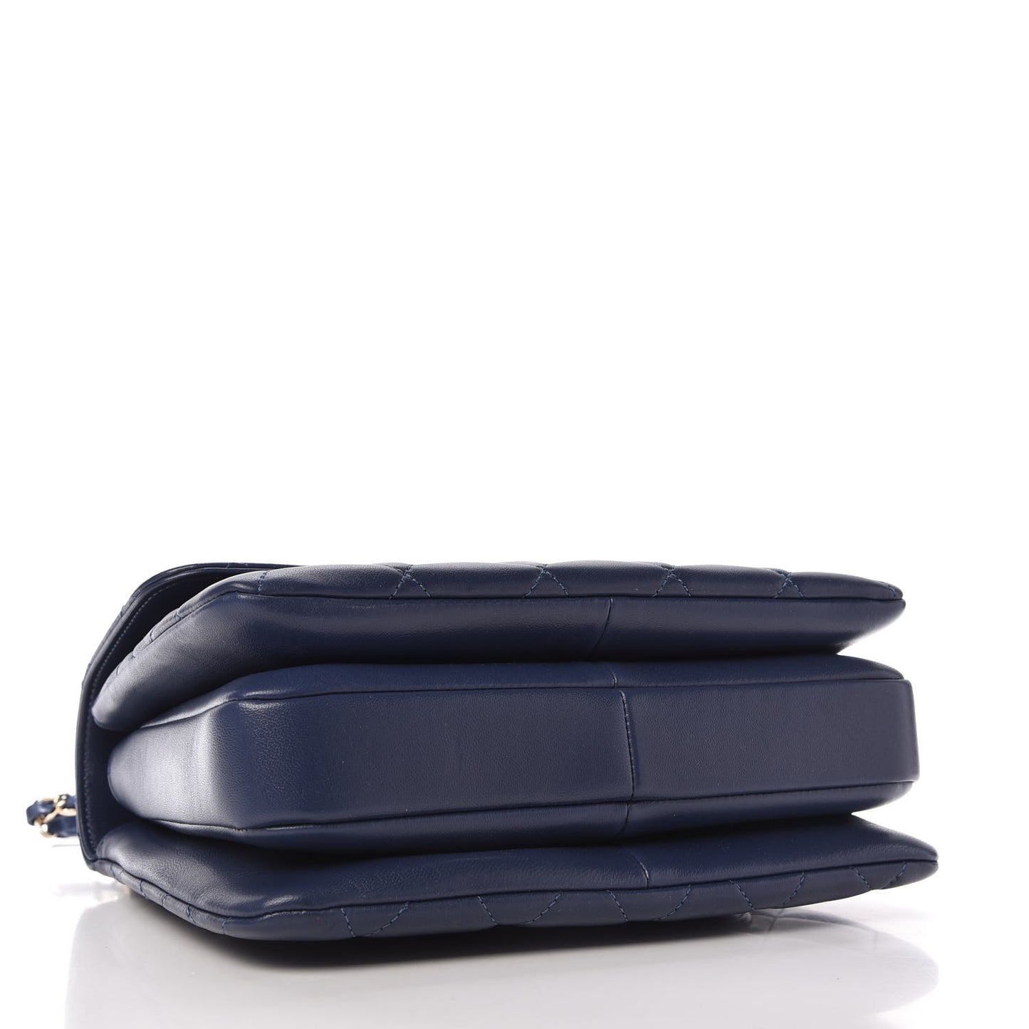 Lambskin Quilted Small Trendy CC Flap Dual Handle Bag Navy
