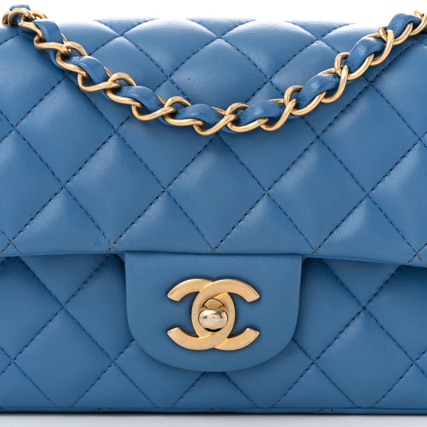 Chanel Lambskin Quilted Mini Rectangular Flap Blue 8 of 14