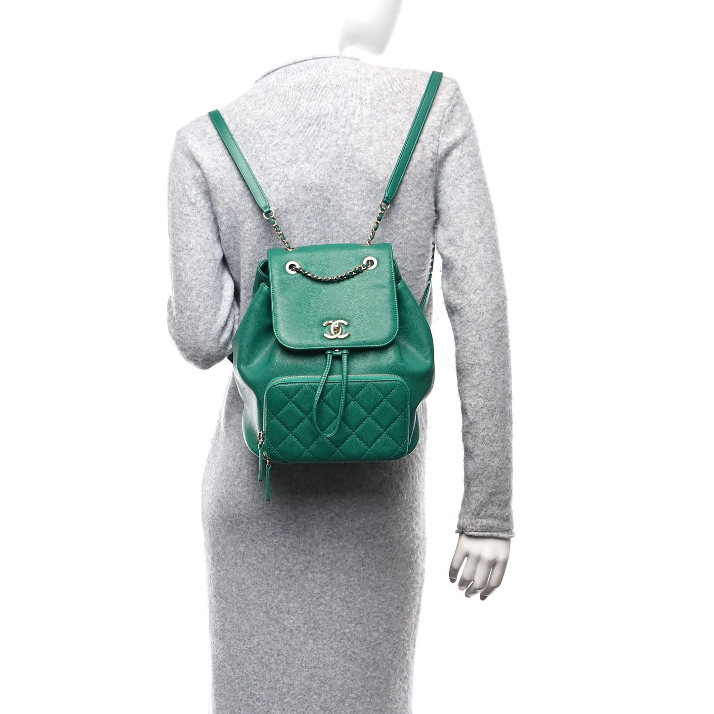 Caviar Quilted Business Affinity Backpack Green