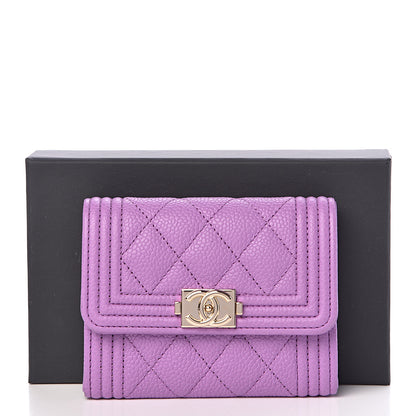 Chanel Caviar Quilted Boy Flap Card Holder Purple 8 of 8