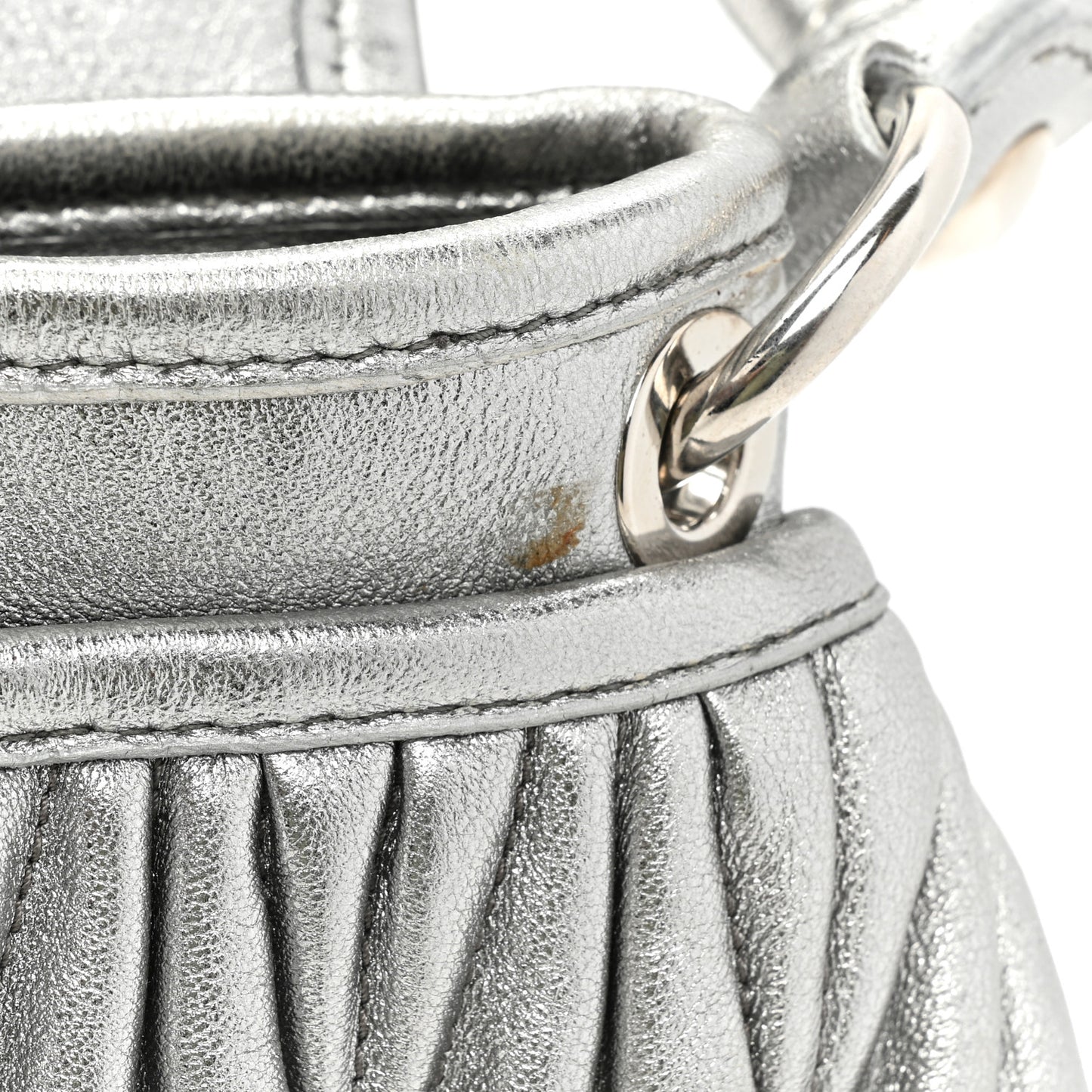 Metallic Nappa Matelasse Top Handle Tote Silver