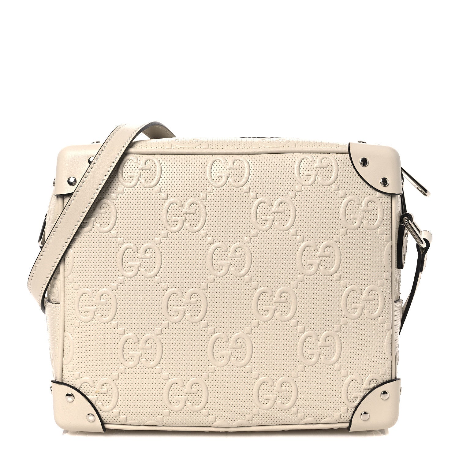 Gucci Calfskin GG Tennis Embossed Square Messenger Bag Mystic White 1 of 10