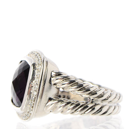 David Yurman Sterling Silver Diamond Amethyst 11mm Albion Ring 53 6.5 3 of 5