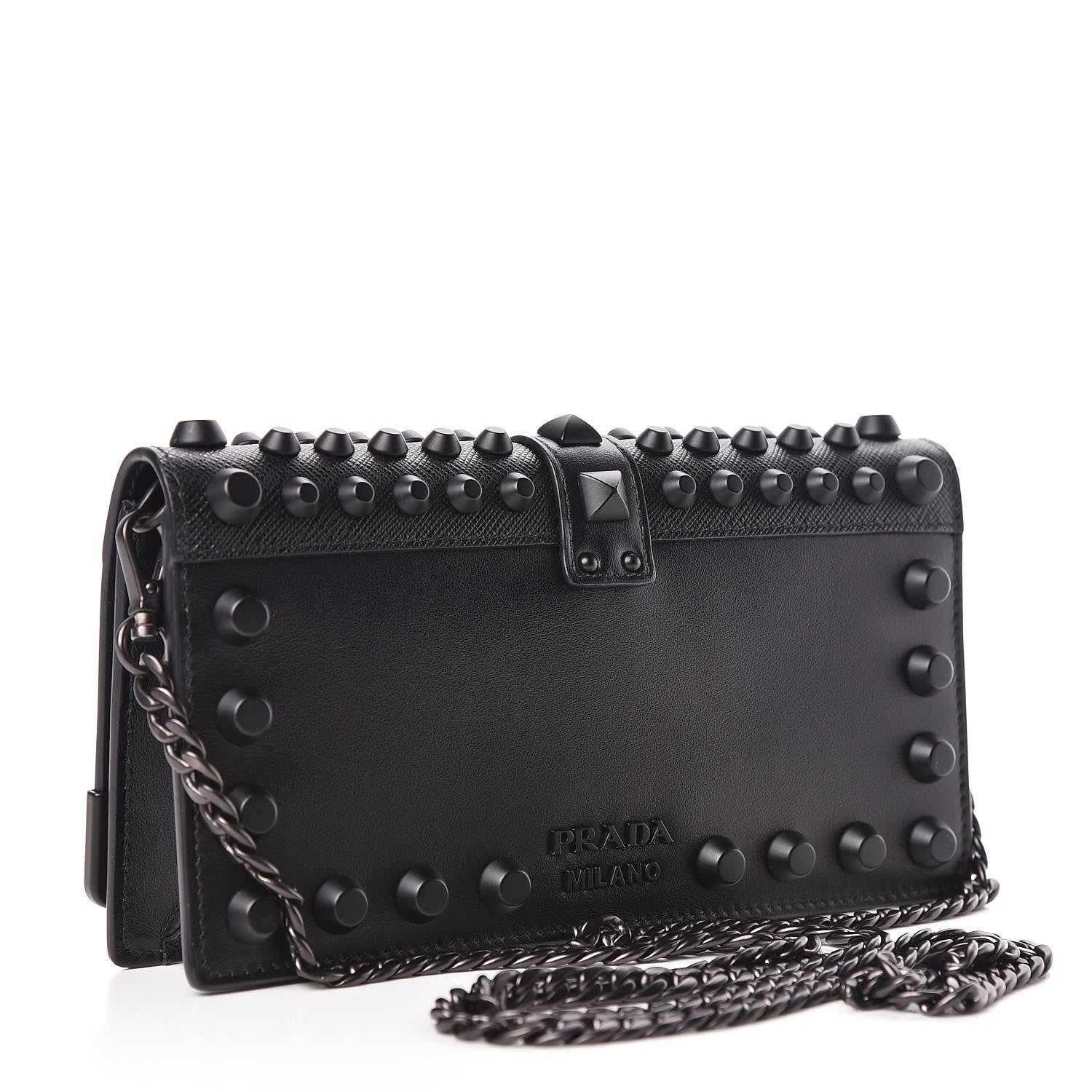 Prada City Calfskin Cahier Studded Mini Bag Black 3 of 12