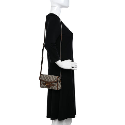 Gucci GG Supreme Monogram Mini Horsebit 1955 Shoulder Bag Beige Brown Sugar 2 of 13