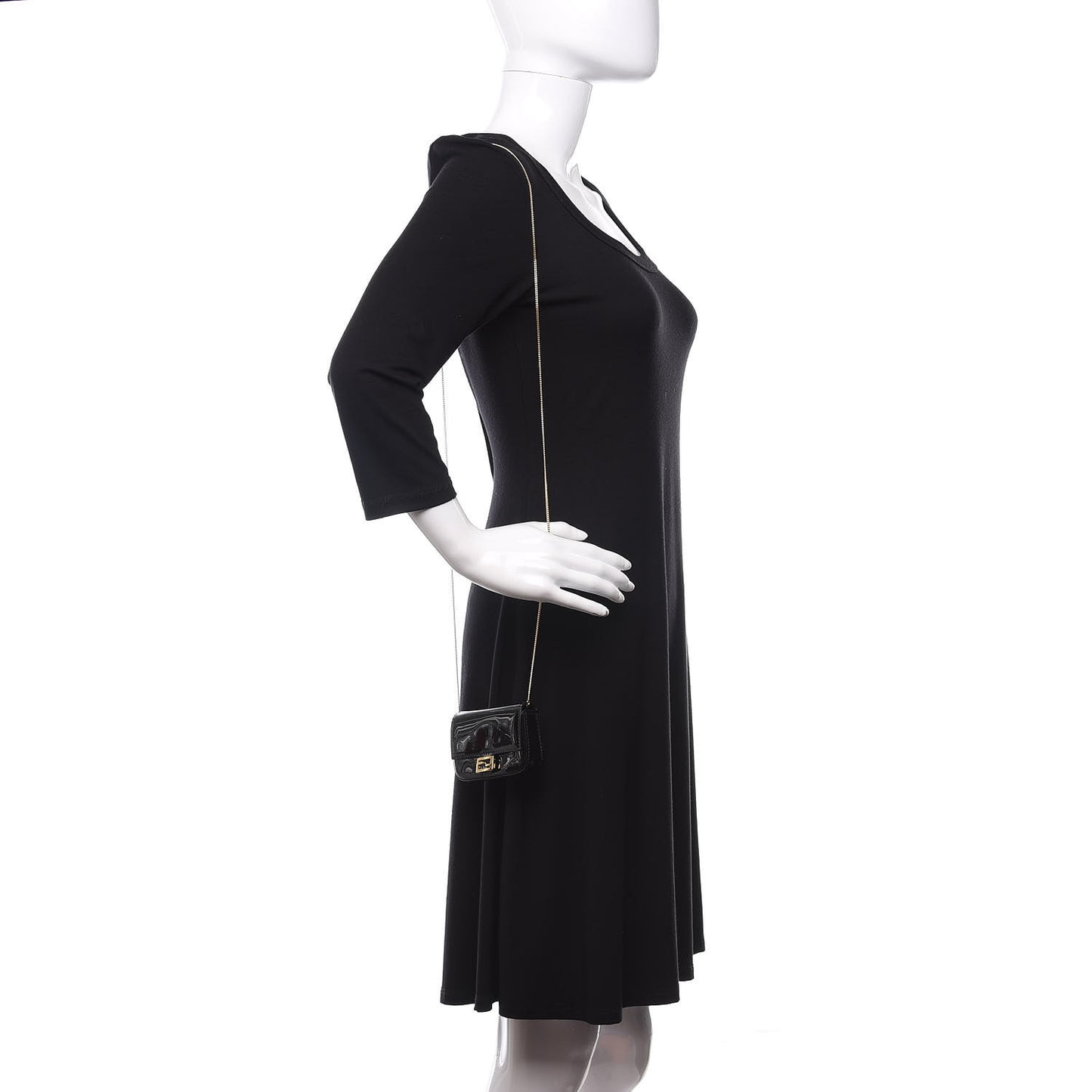 Vitello Vernice Mou Nano Baguette Belt Charm Black