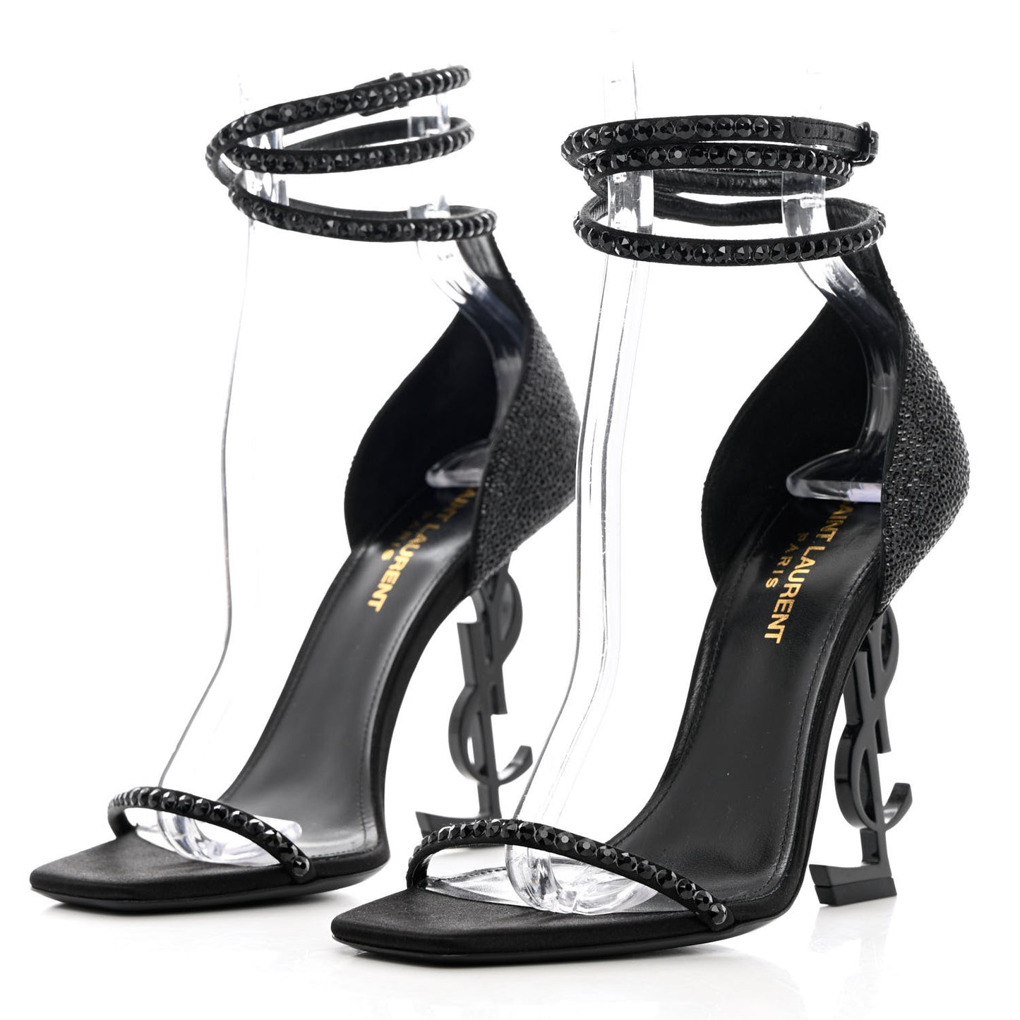 Satin Crystal Opyum Sandals 37.5 Black