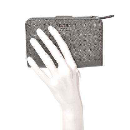 Prada Saffiano Metal Compact Wallet Marmo 2 of 8