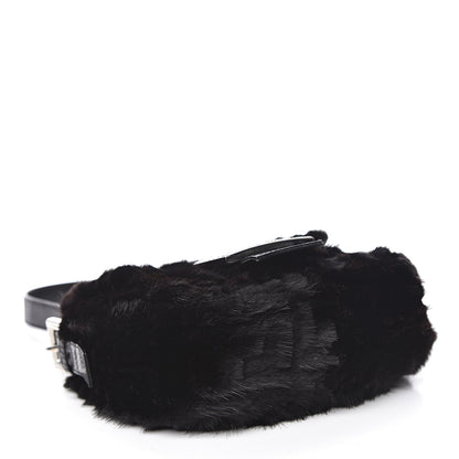 Fendi Rabbit Fur Crystal Baguette Black 4 of 10
