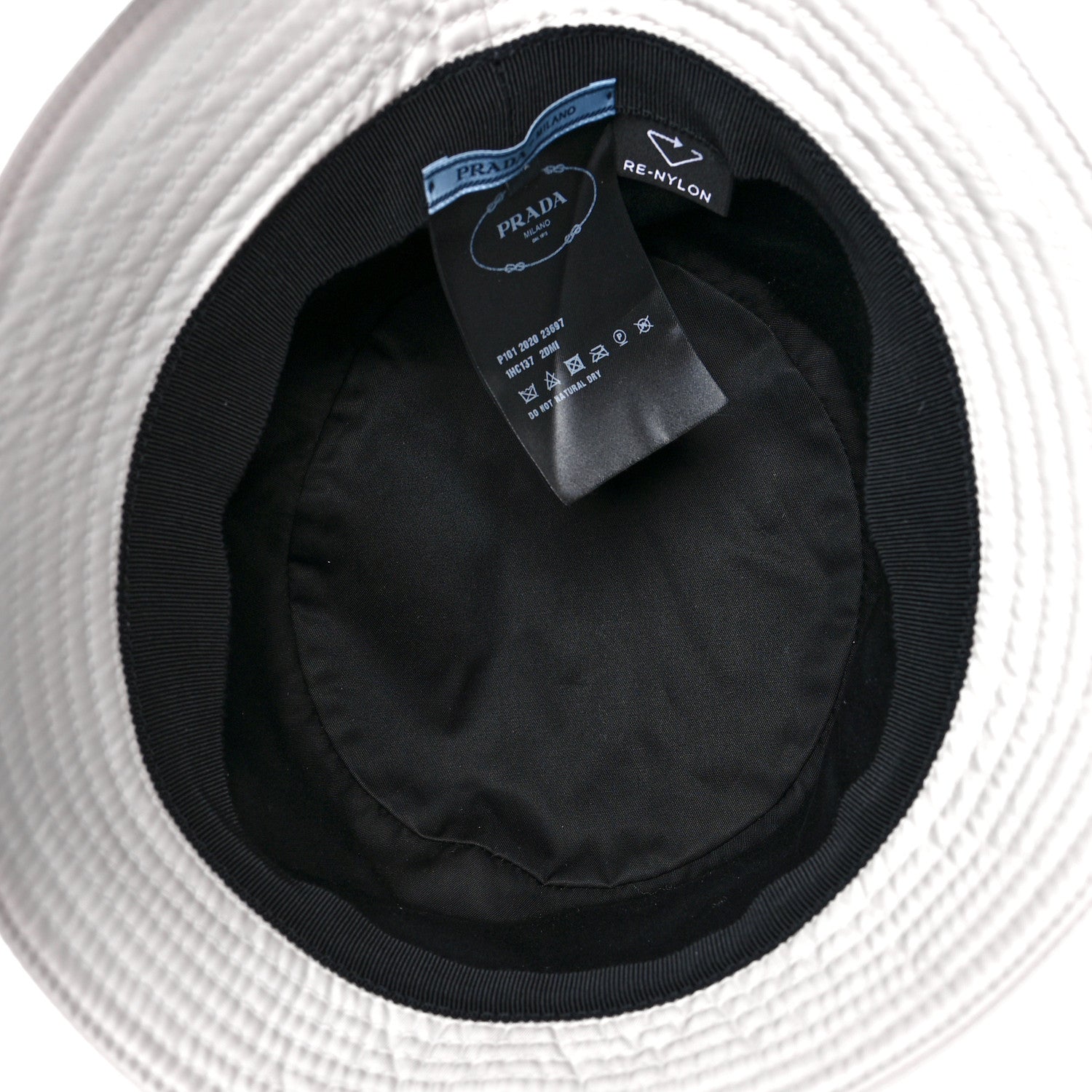 Prada Re-Nylon Metal Triangle Logo Womens Bucket Hat M White 6 of 7