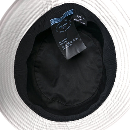 Prada Re-Nylon Metal Triangle Logo Womens Bucket Hat M White 6 of 7