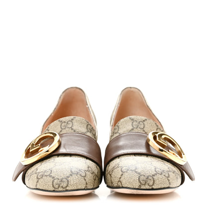 Gucci GG Supreme Monogram Malaga Kid Blondie Pumps 37.5 Beige Ebony New Acero 3 of 10