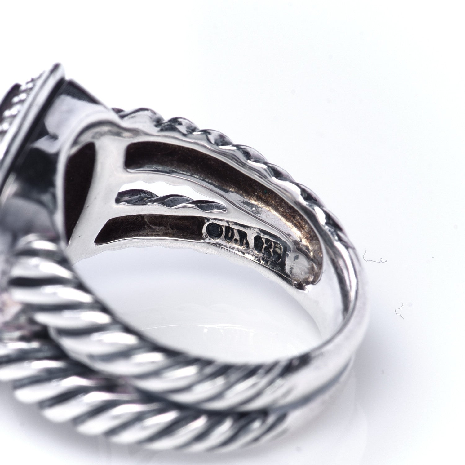 David Yurman Sterling Silver Diamond Hematite 11mm Albion Ring 52 6 5 of 6