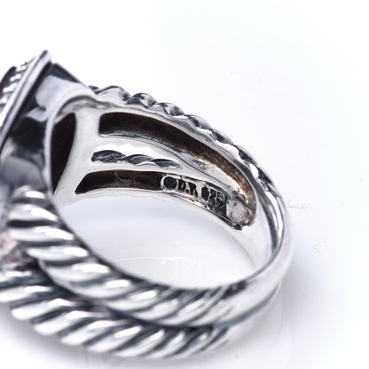 David Yurman Sterling Silver Diamond Hematite 11mm Albion Ring 52 6 5 of 6