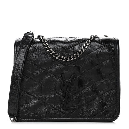 Saint Laurent Crinkled Calfskin Matelasse Monogram Niki Chain Wallet Black 1 of 4