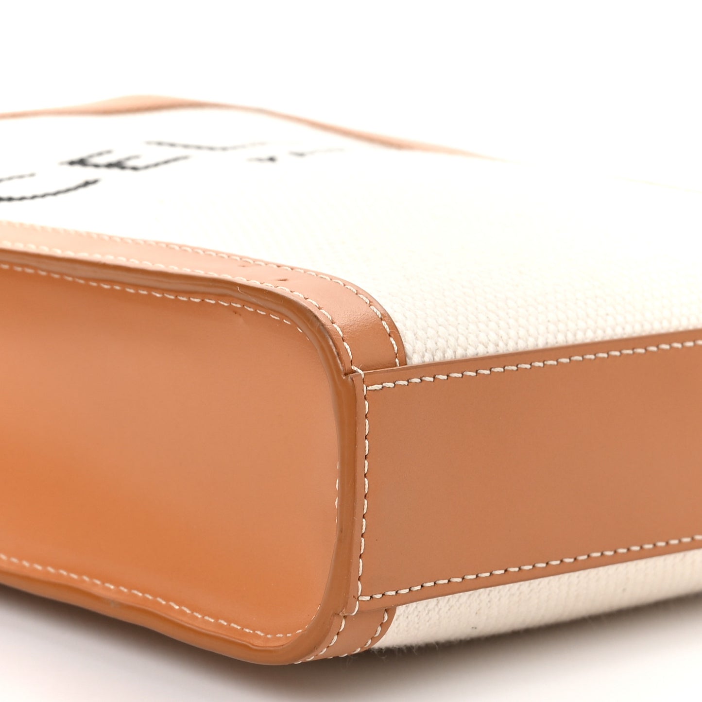 Canvas Calfskin Mini Vertical Cabas Natural Tan