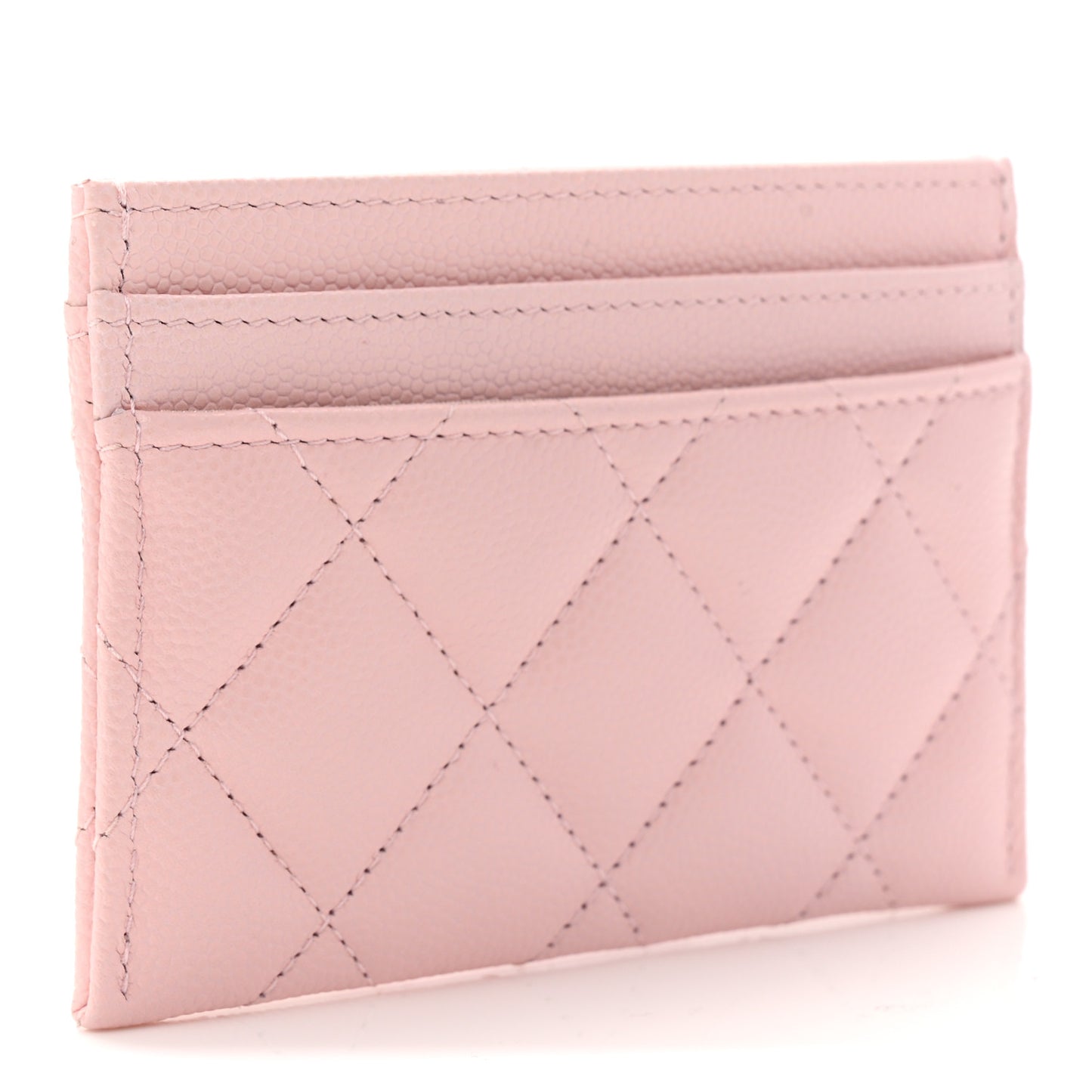 Caviar Quilted Crystal Card Holder Pink