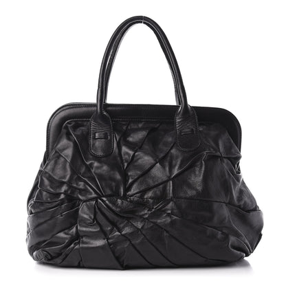Valentino Garavani Lambskin Pleated Frame Tote Black 1 of 10
