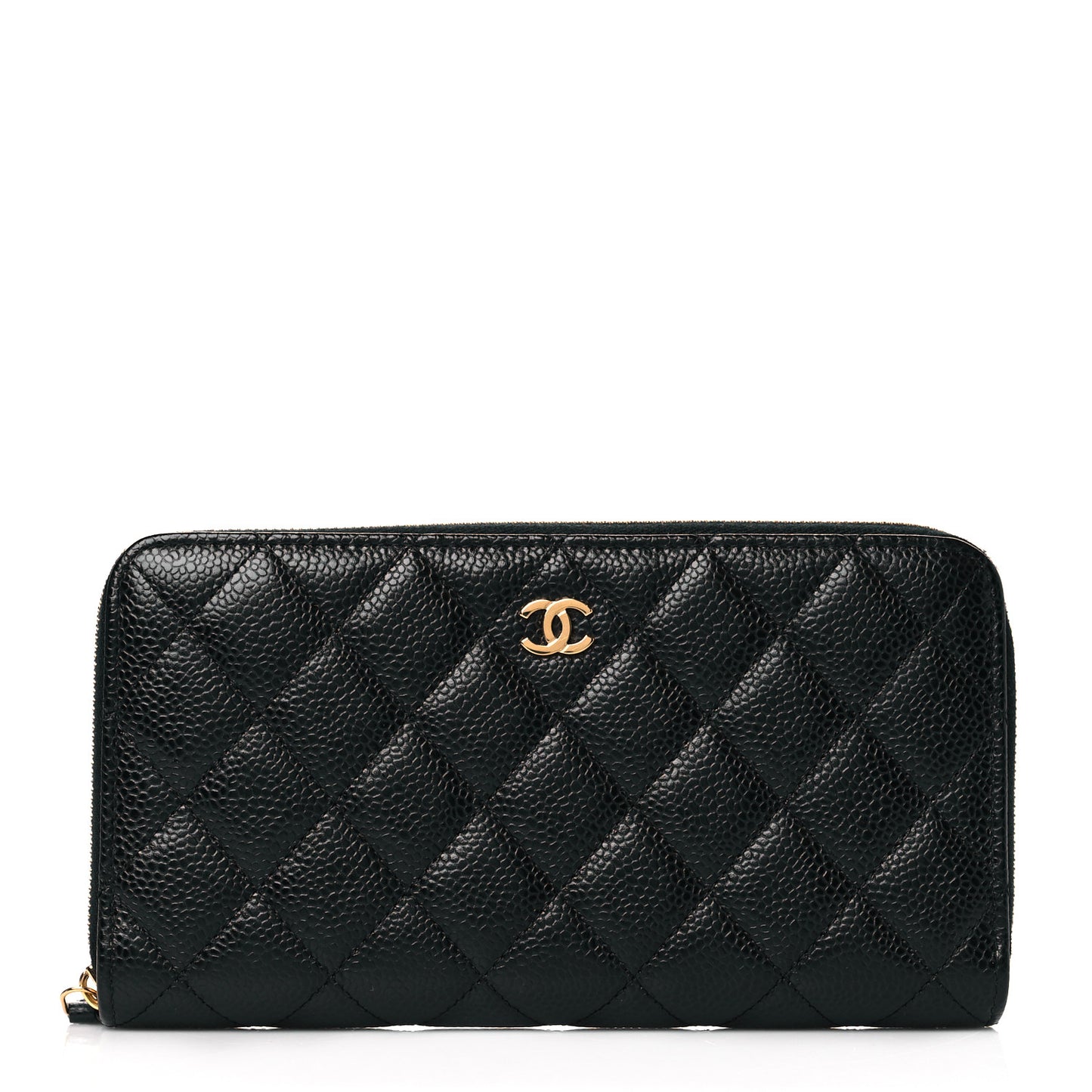 Caviar Quilted Large Gusset Zip Around Wallet Black