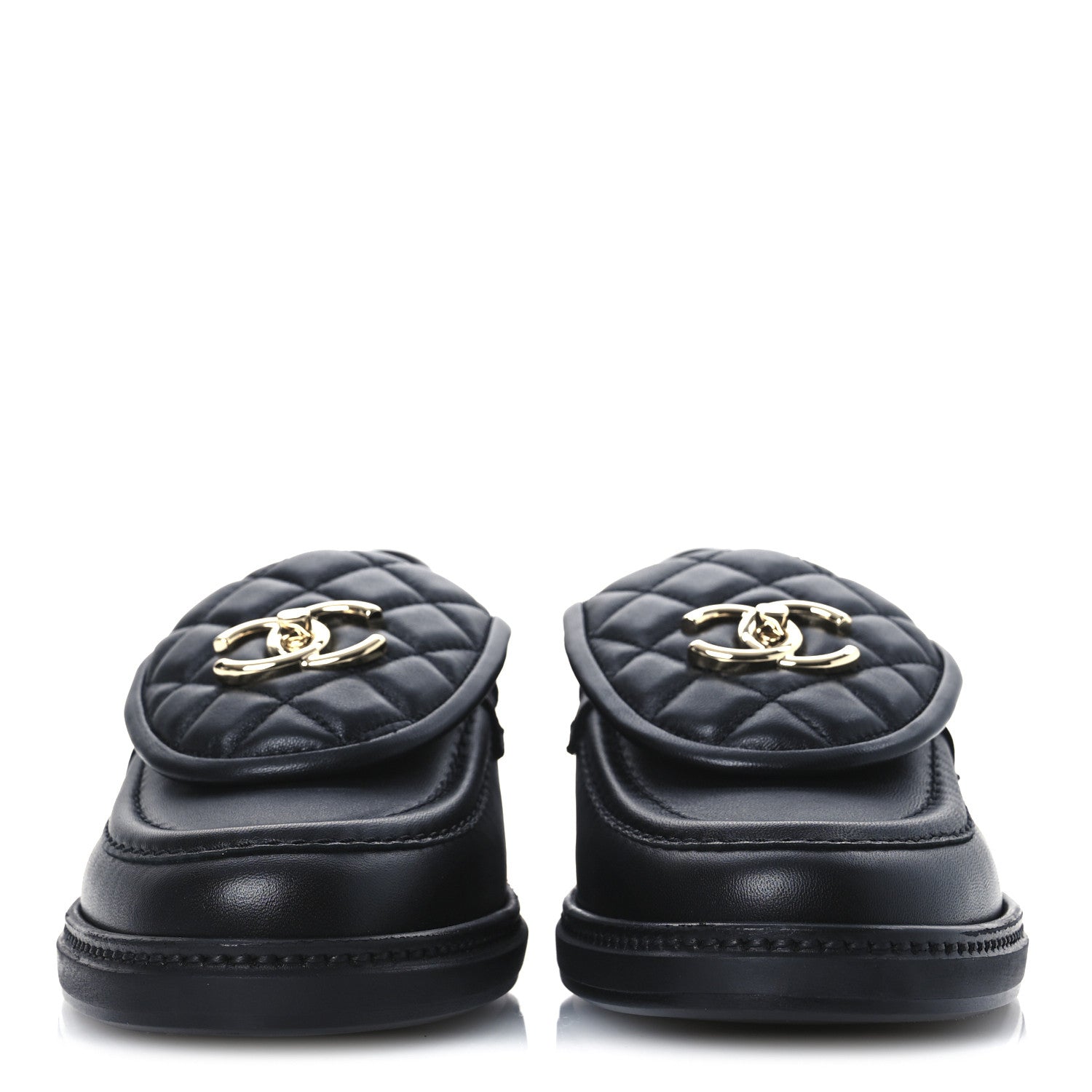 Chanel Lambskin Quilted CC Turnlock Loafers 38 Black 3 of 11
