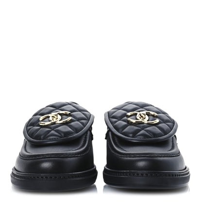 Chanel Lambskin Quilted CC Turnlock Loafers 38 Black 3 of 11
