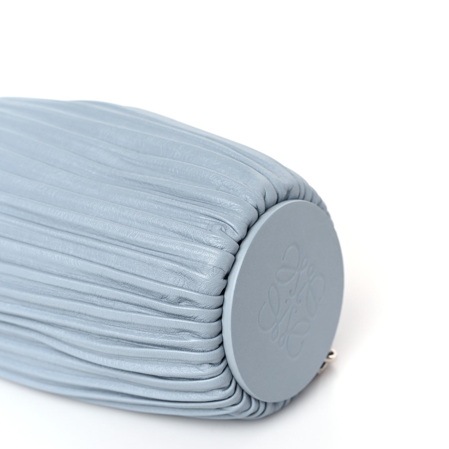 Lambskin Pleated Bracelet Pouch Shoulder Bag Dusty Blue