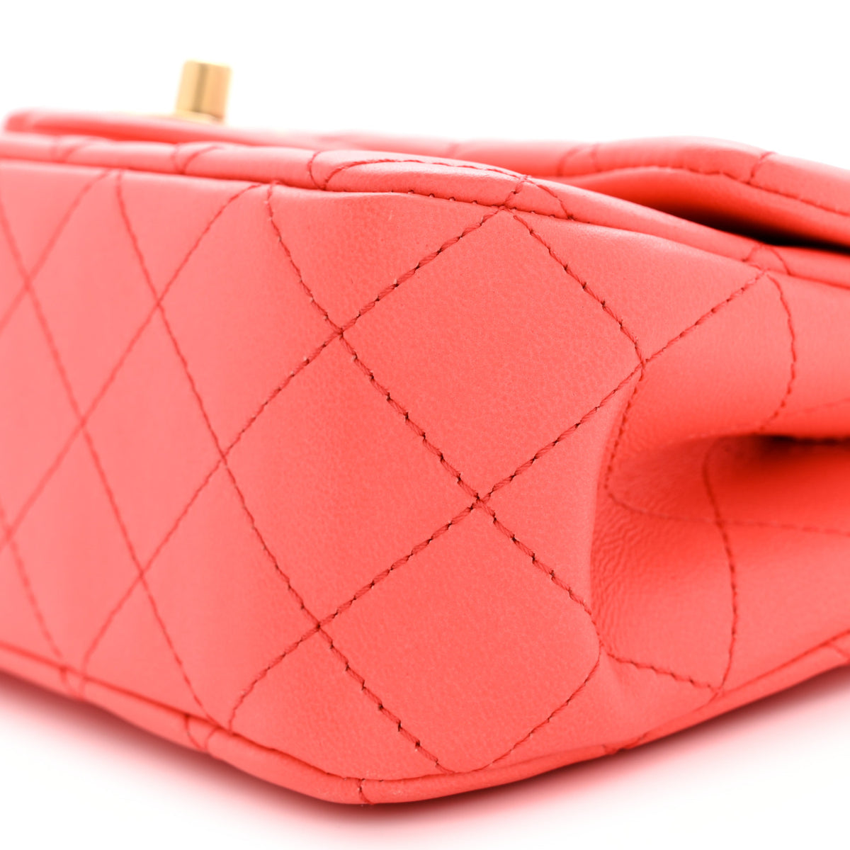 Lambskin Quilted Mini Rectangular Sweet Camellia Flap Coral