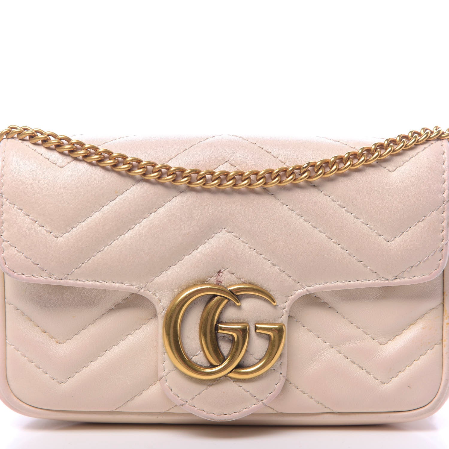 Gucci Calfskin Matelasse Super Mini GG Marmont Shoulder Bag White 19 of 19