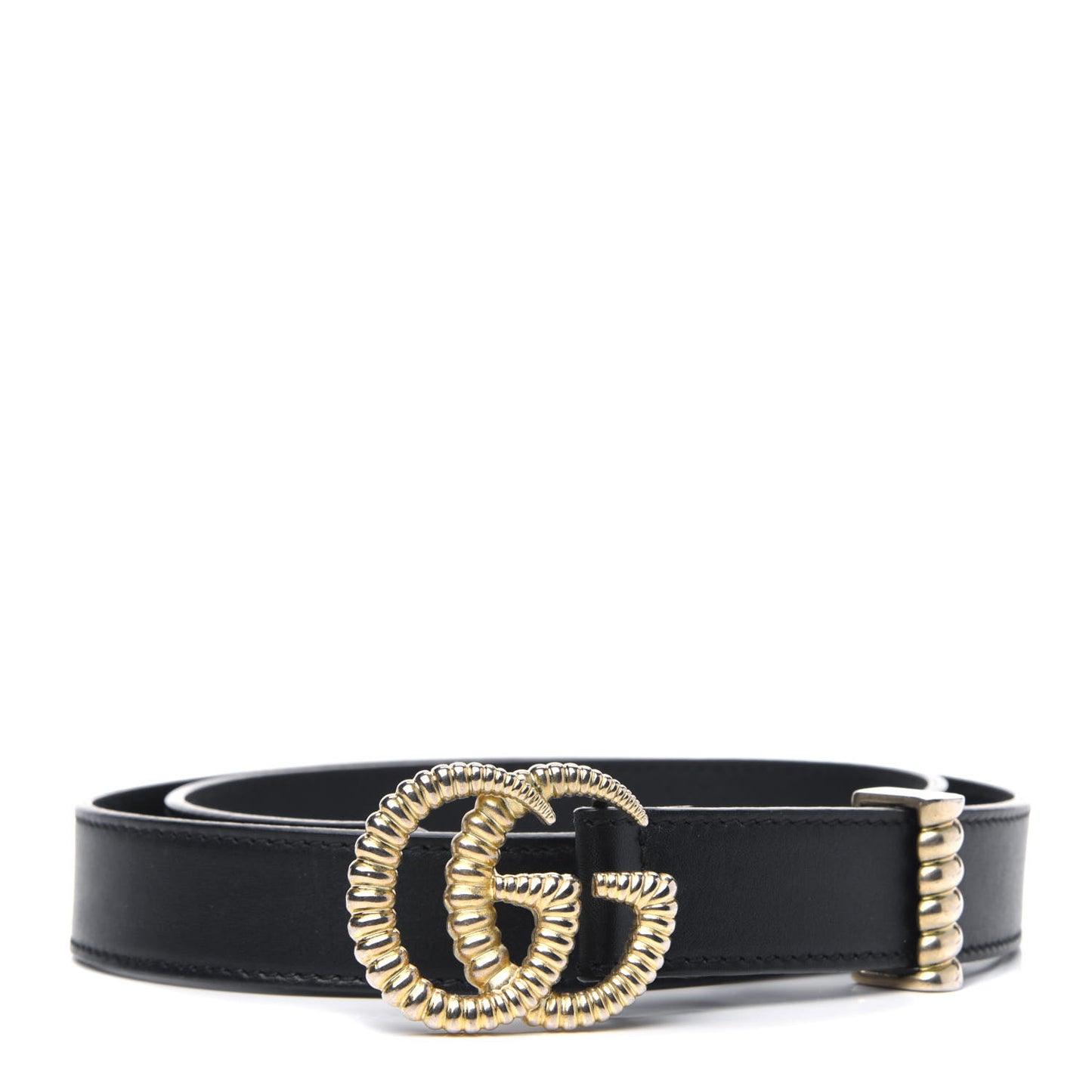 Moon Calfskin Torchon Double G 25mm Belt 75 30 Black