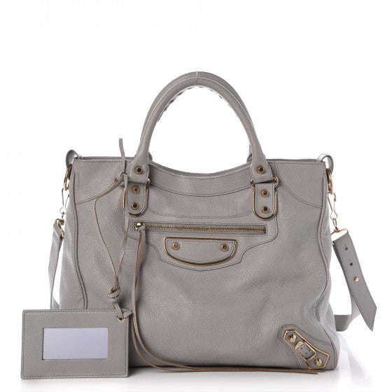 Chevre Gold Metallic Edge Hardware Velo Gris Perle
