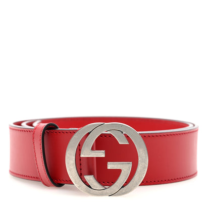Gucci Selleria Calfskin Mens Interlocking G 37mm Belt 85 34 Rosso 1 of 4