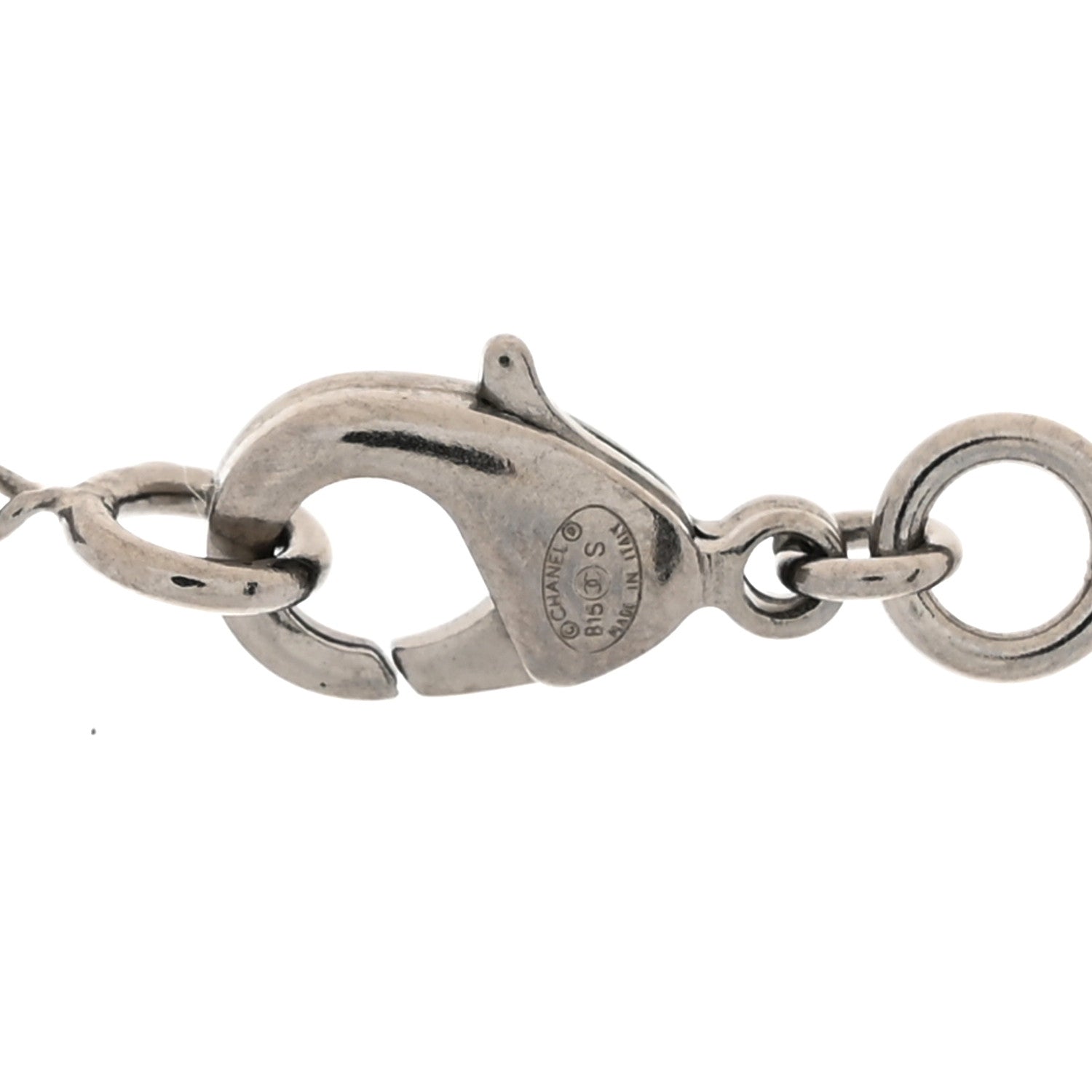 Chanel Baguette Crystal CC Necklace Silver 4 of 5