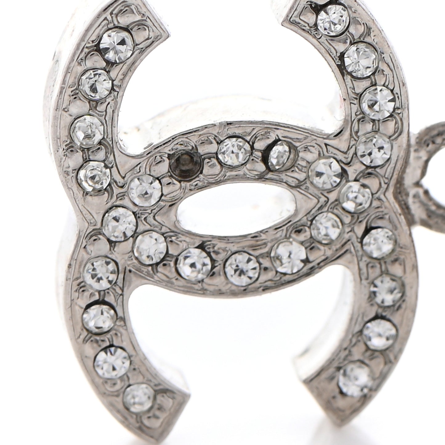 Crystal CC Drop Earrings Silver