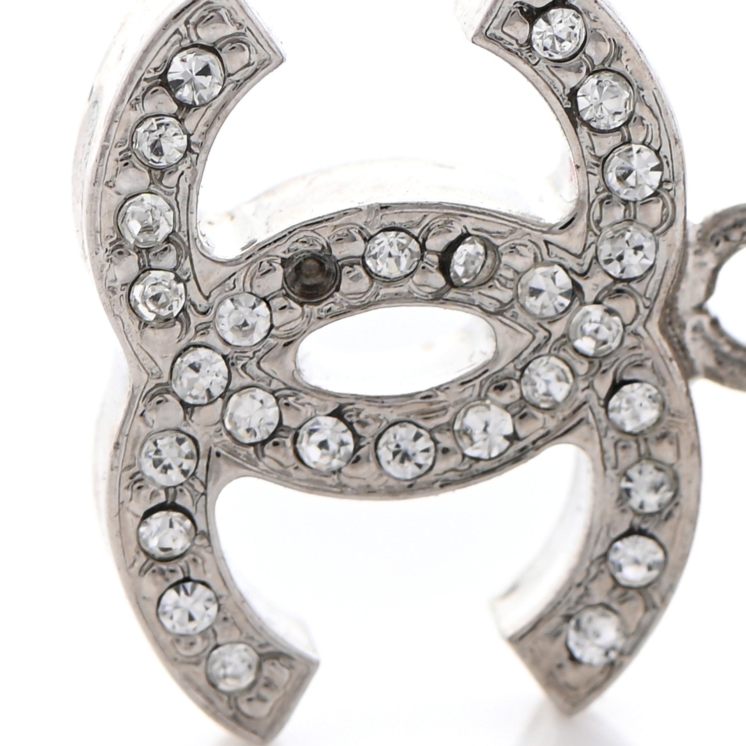 Chanel Crystal CC Drop Earrings Silver 6 of 9
