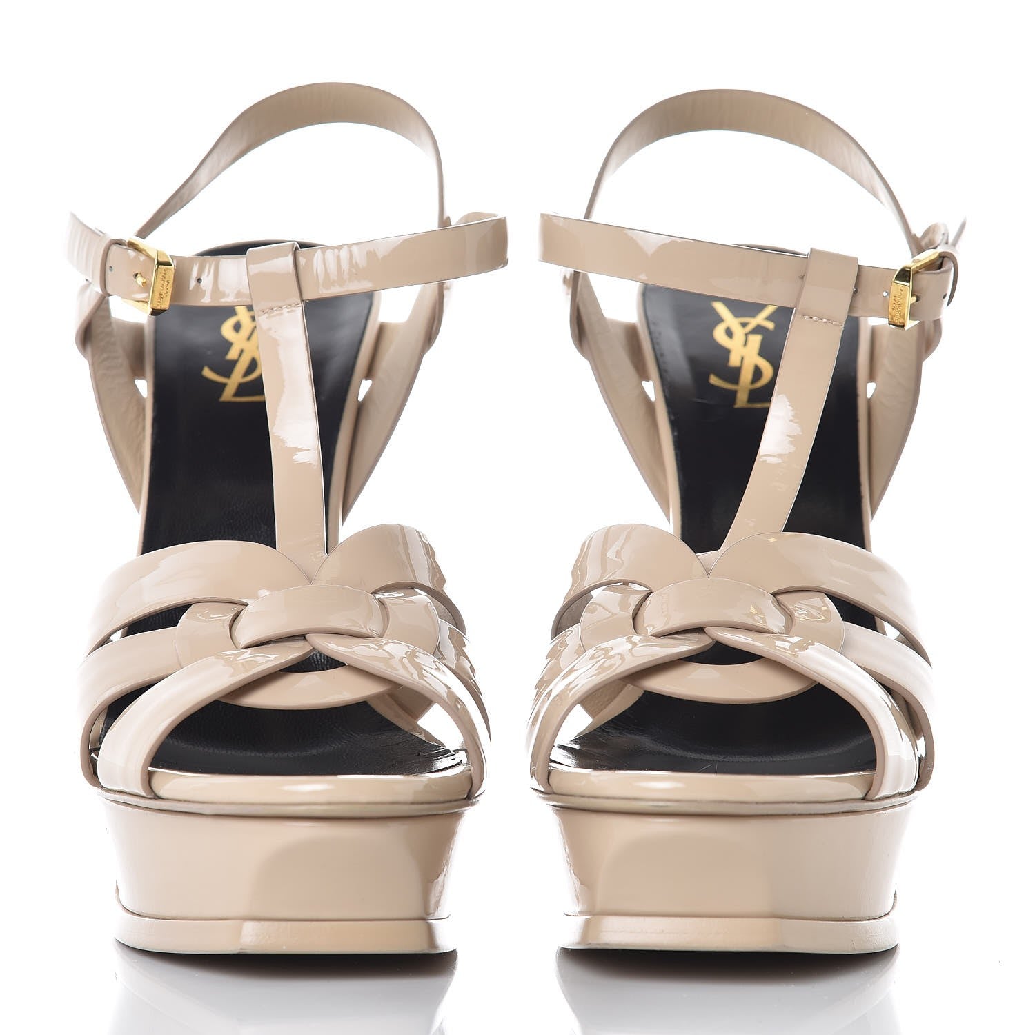 Saint Laurent Patent Tribute 105 Platform Sandals 41 Nude Powder 2 of 8
