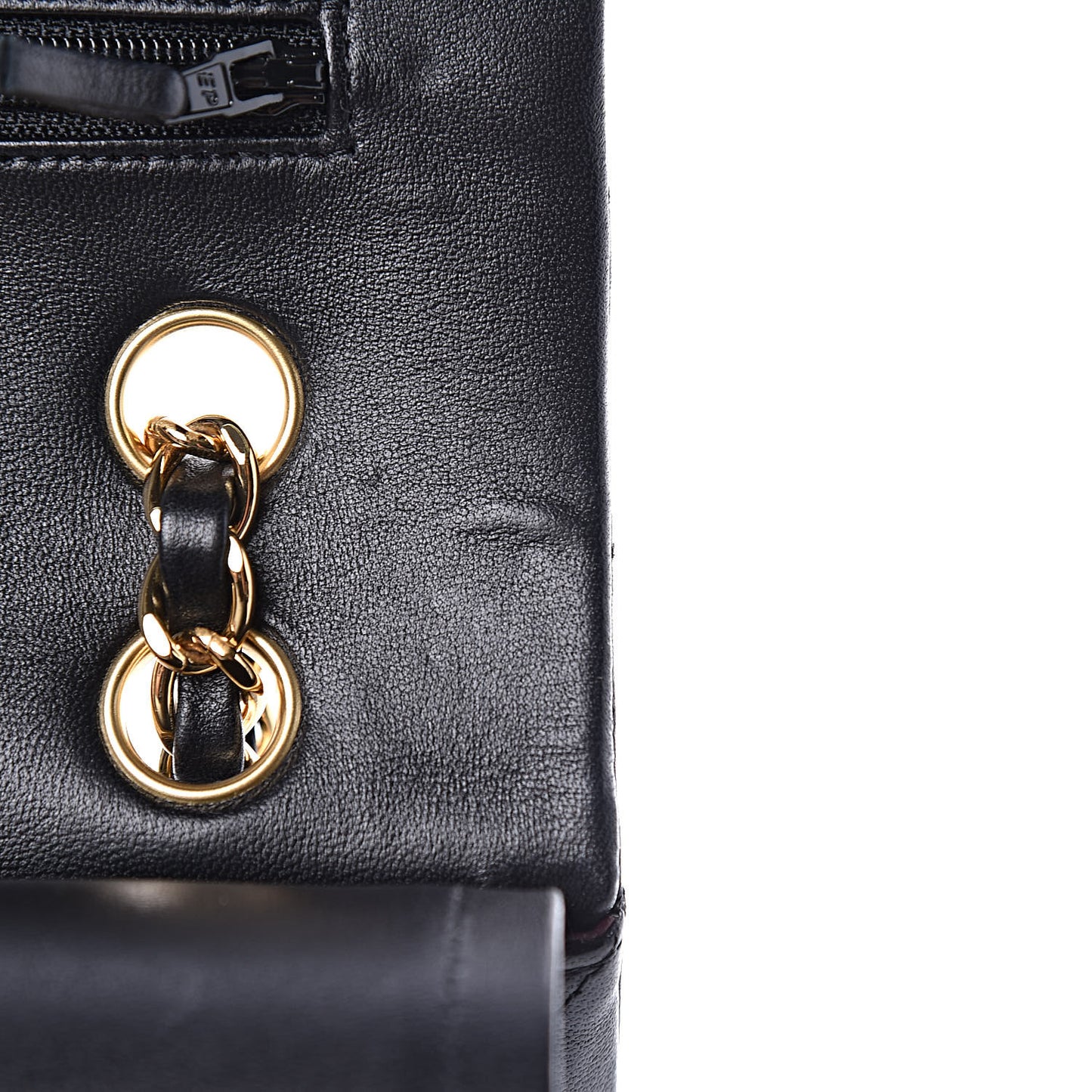 Lambskin Quilted Medium Double Flap Black