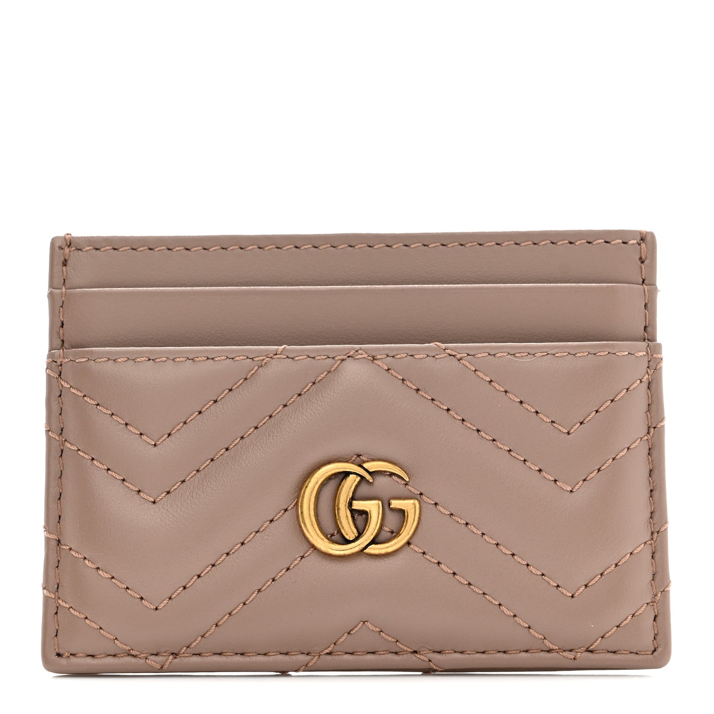 Calfskin Matelasse GG Marmont Card Holder Porcelain Rose