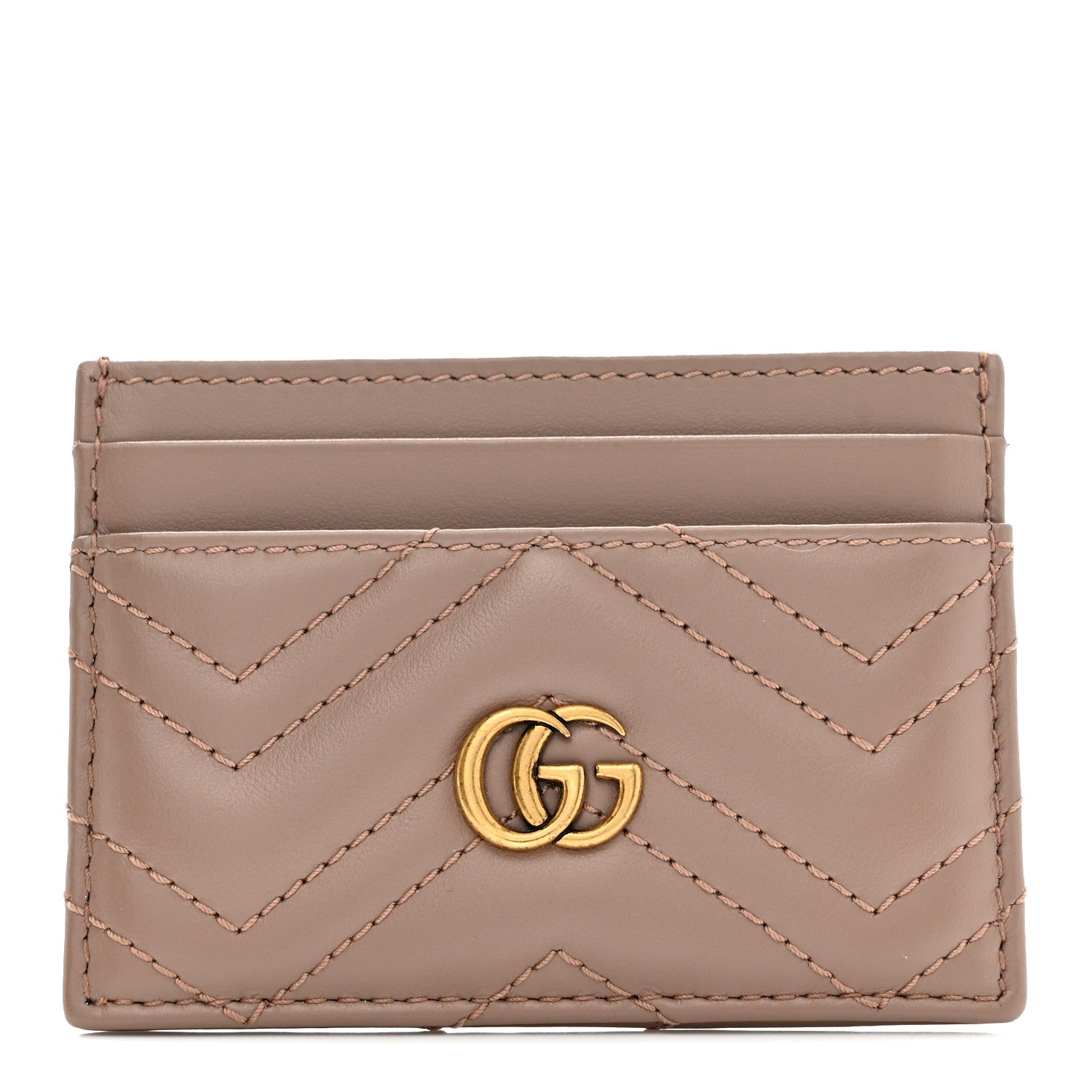 Gucci Calfskin Matelasse GG Marmont Card Holder Porcelain Rose 1 of 7