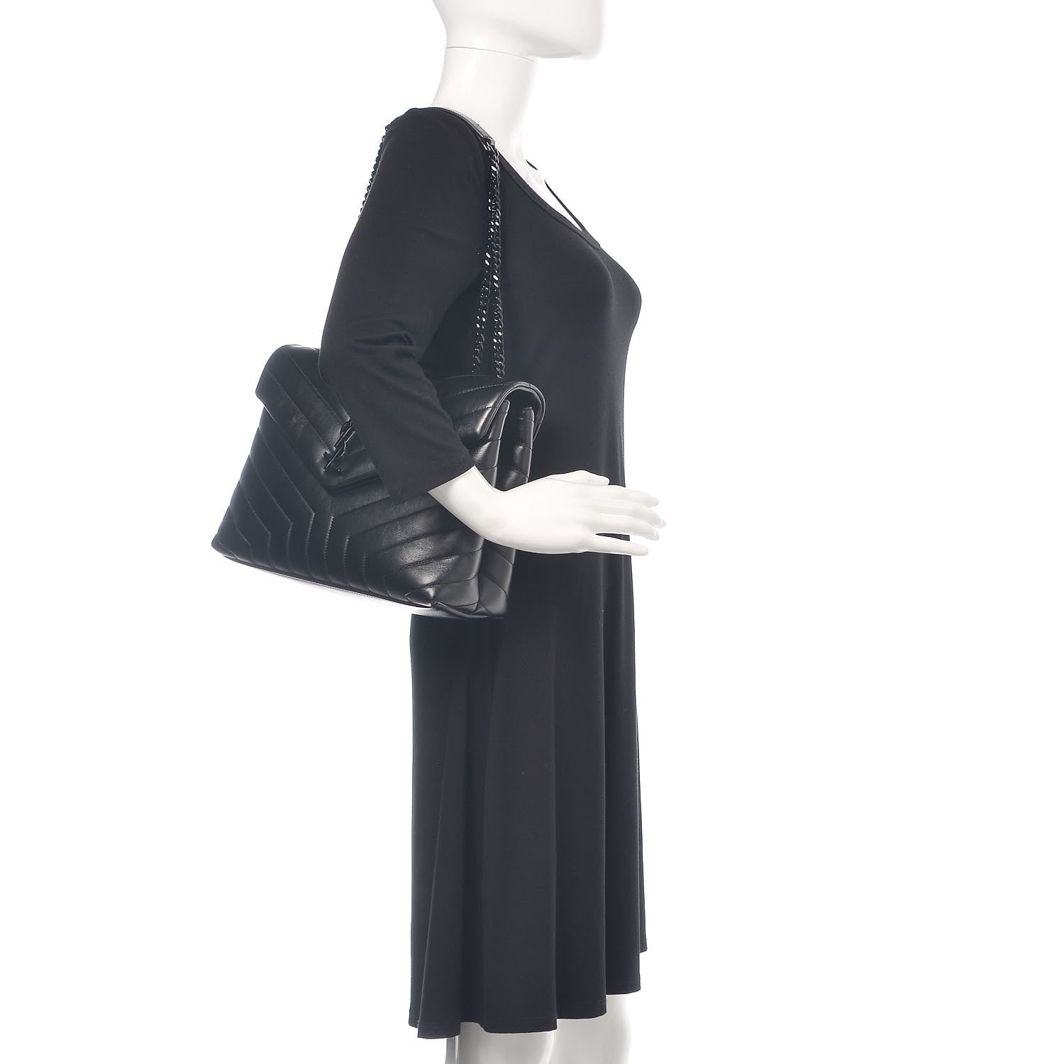 Saint Laurent Calfskin Y Quilted Monogram Medium Loulou Chain Satchel Black 2 of 10