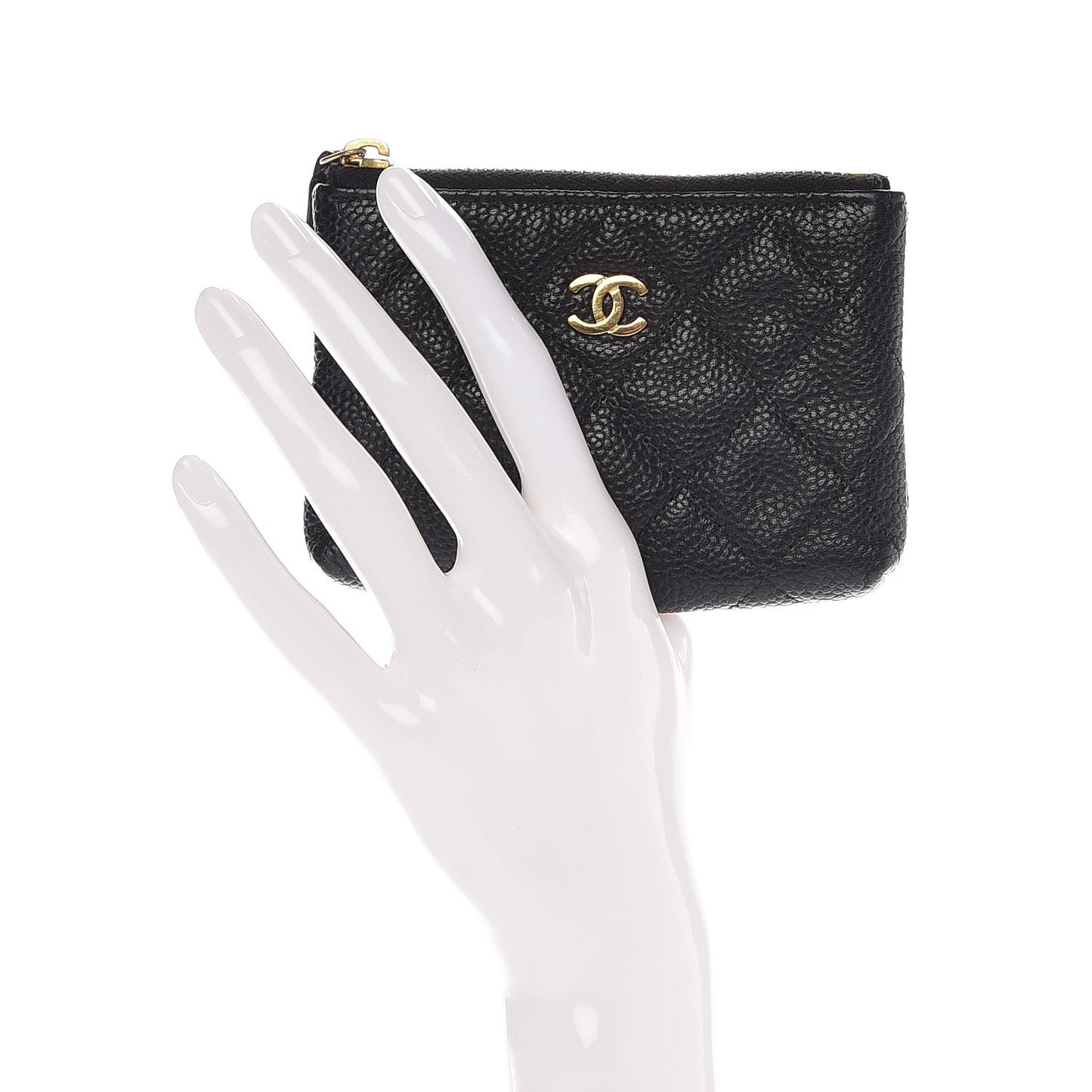 Caviar Quilted Key Holder Case Black