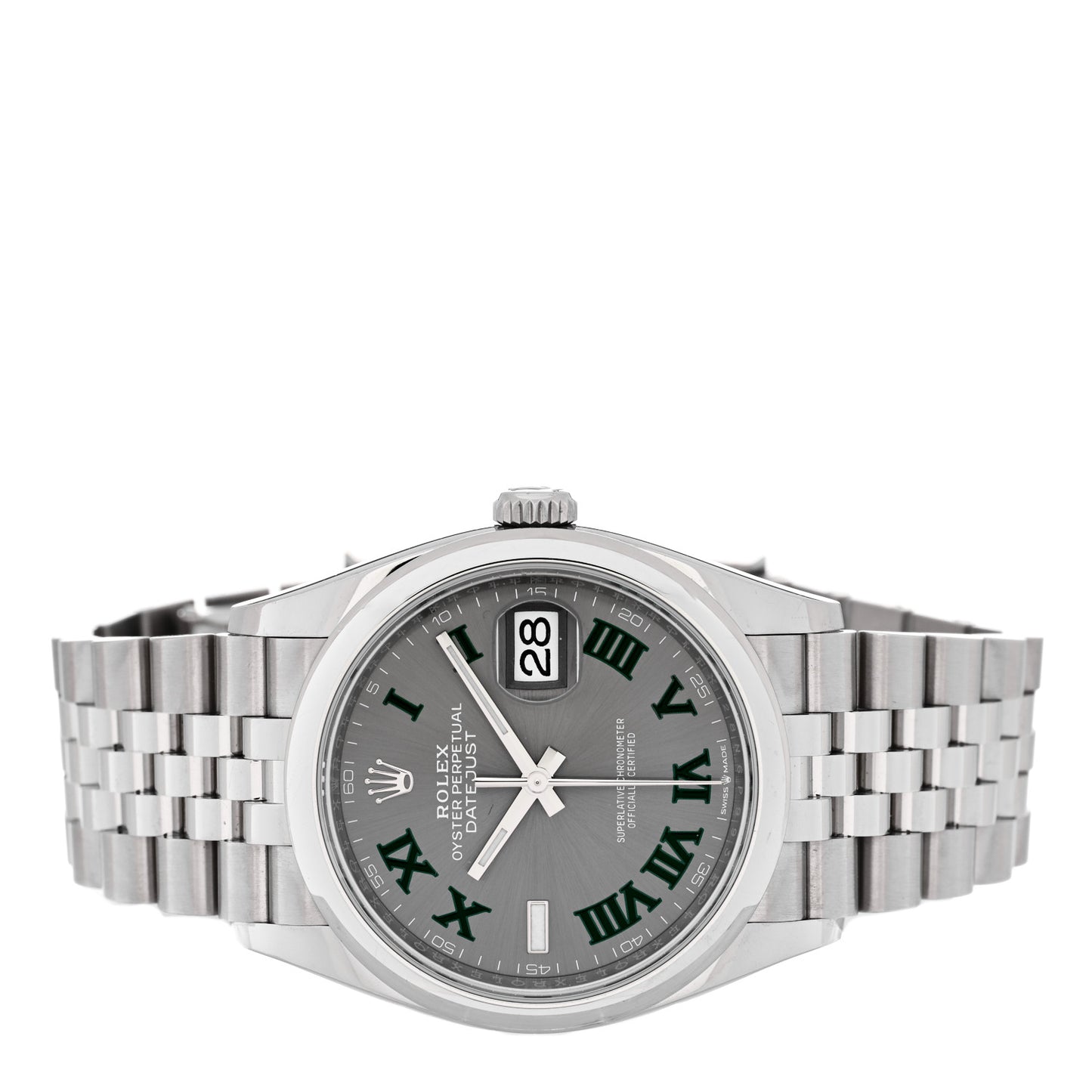 Stainless Steel 36mm Oyster Perpetual Wimbledon Datejust Watch Slate 126200