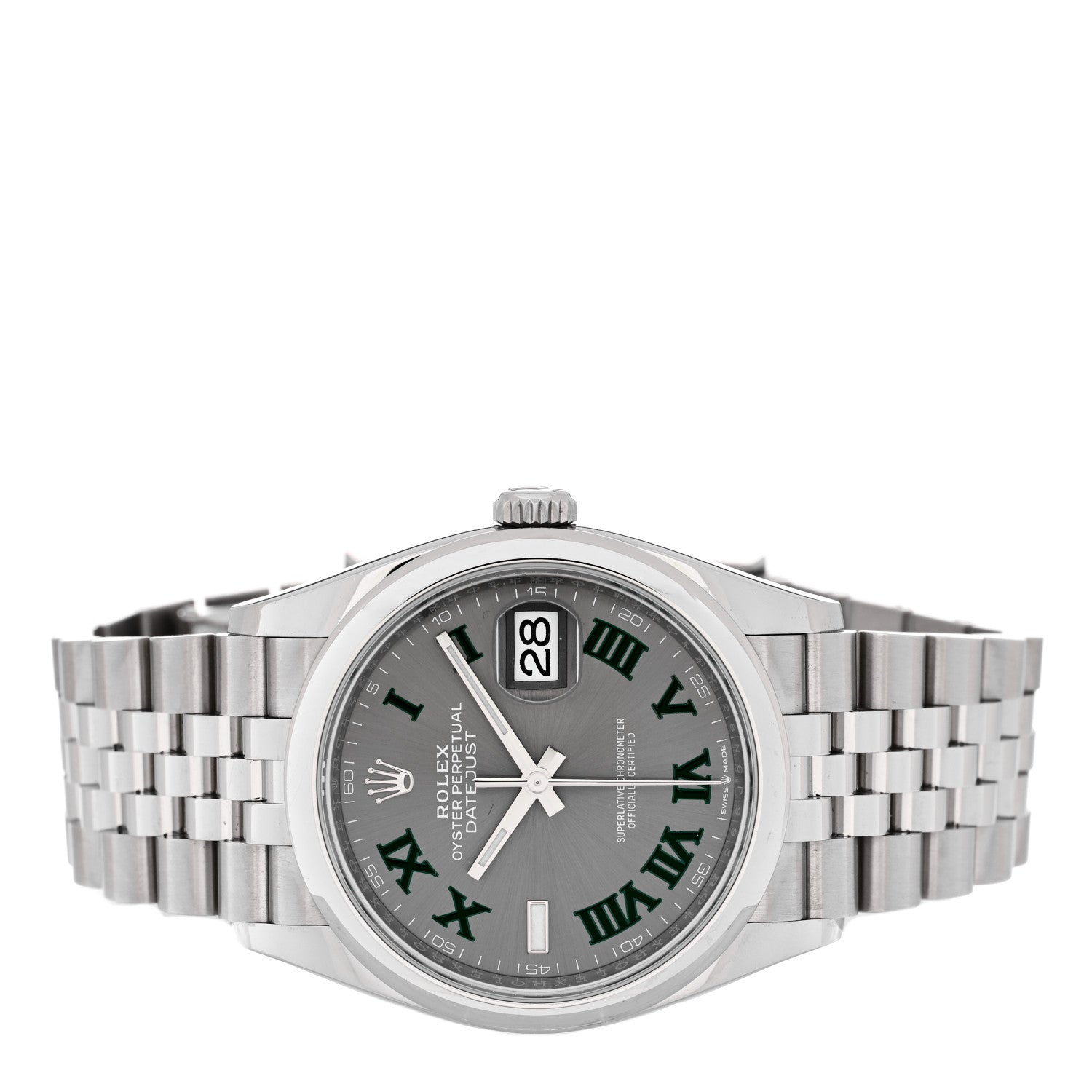 Rolex Stainless Steel 36mm Oyster Perpetual Wimbledon Datejust Watch Slate 126200 2 of 5