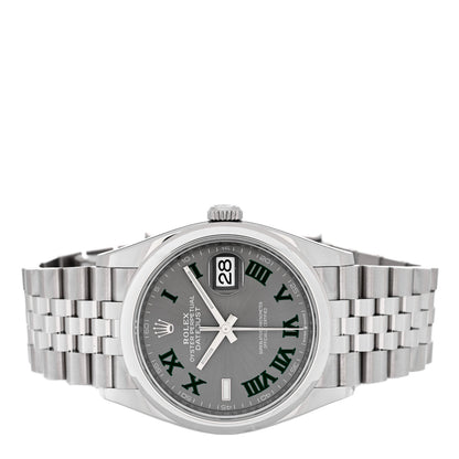 Rolex Stainless Steel 36mm Oyster Perpetual Wimbledon Datejust Watch Slate 126200 2 of 5