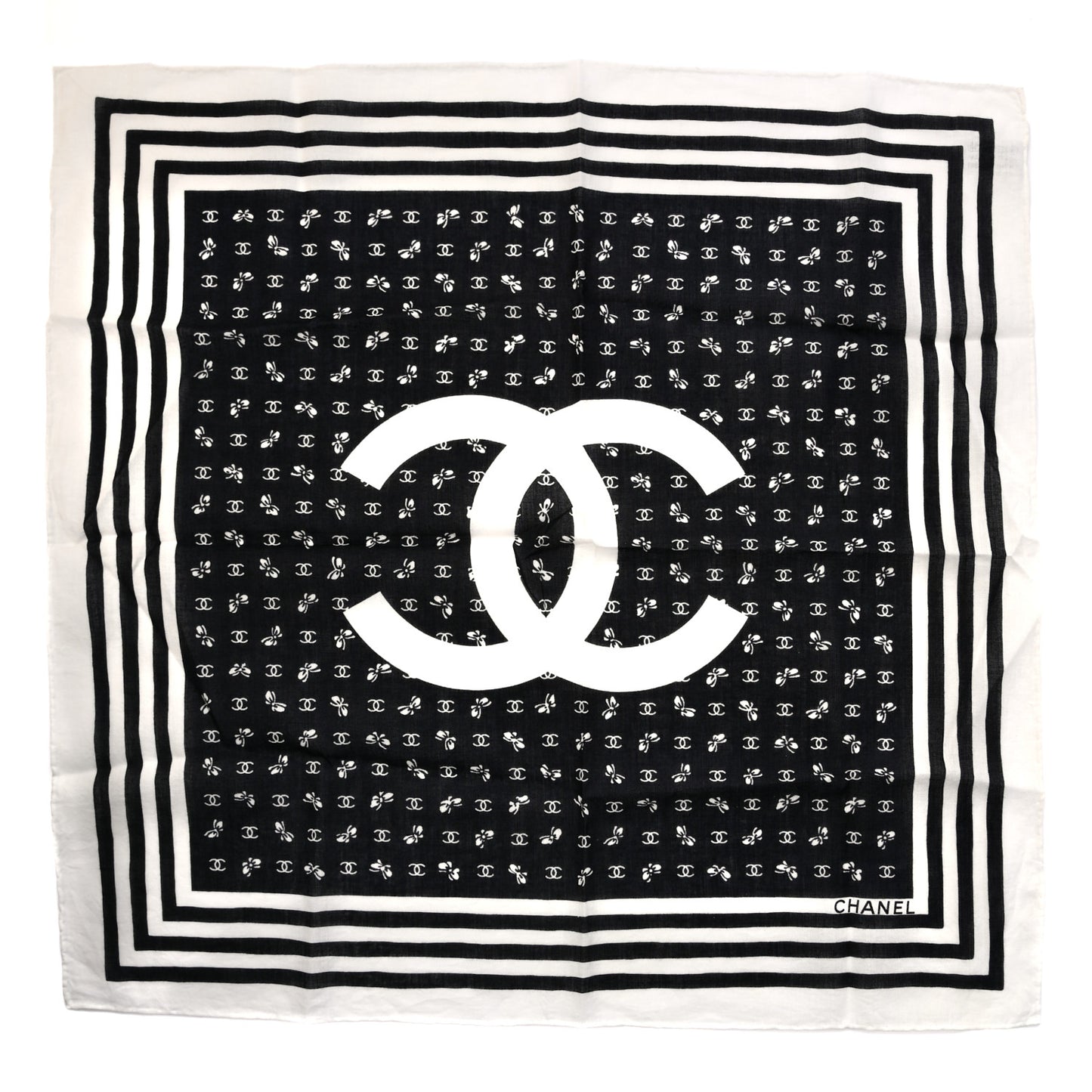 Cotton CC Logo Scarf White Black