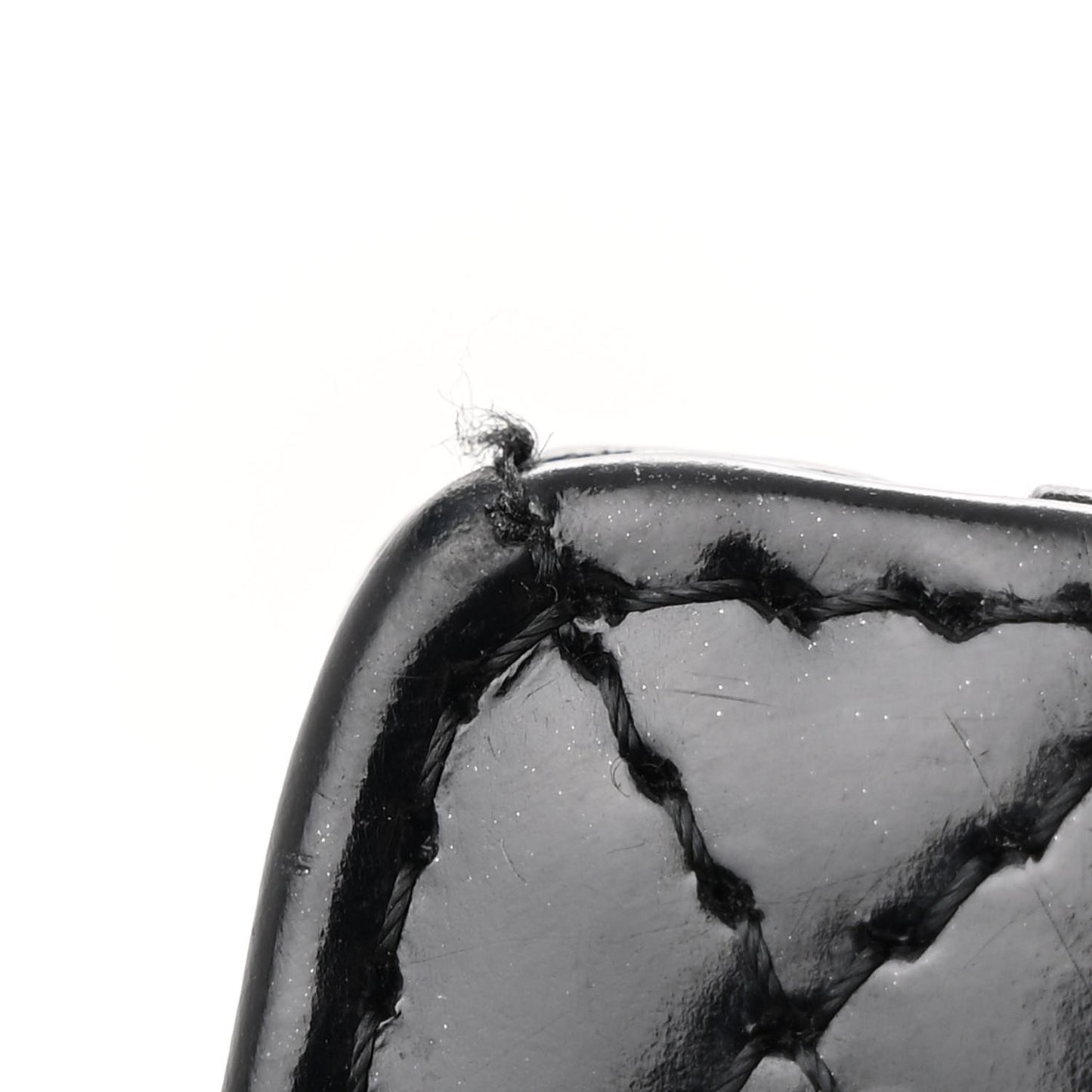 Patent Calfskin Quilted Mini Square Flap Black