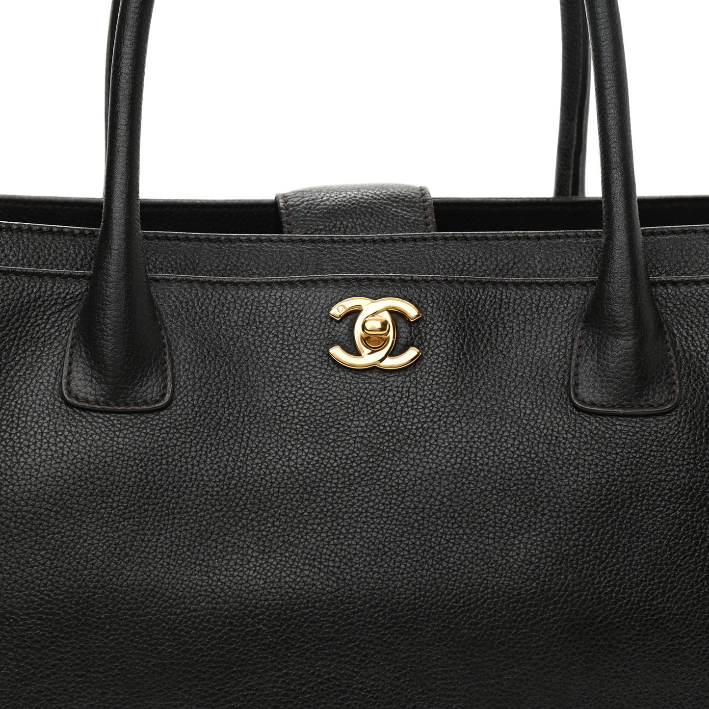 Calfskin Cerf Executive Shopper Tote Black