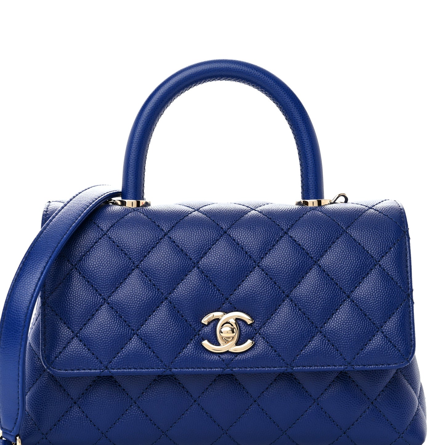 Caviar Quilted Mini Coco Handle Flap Blue